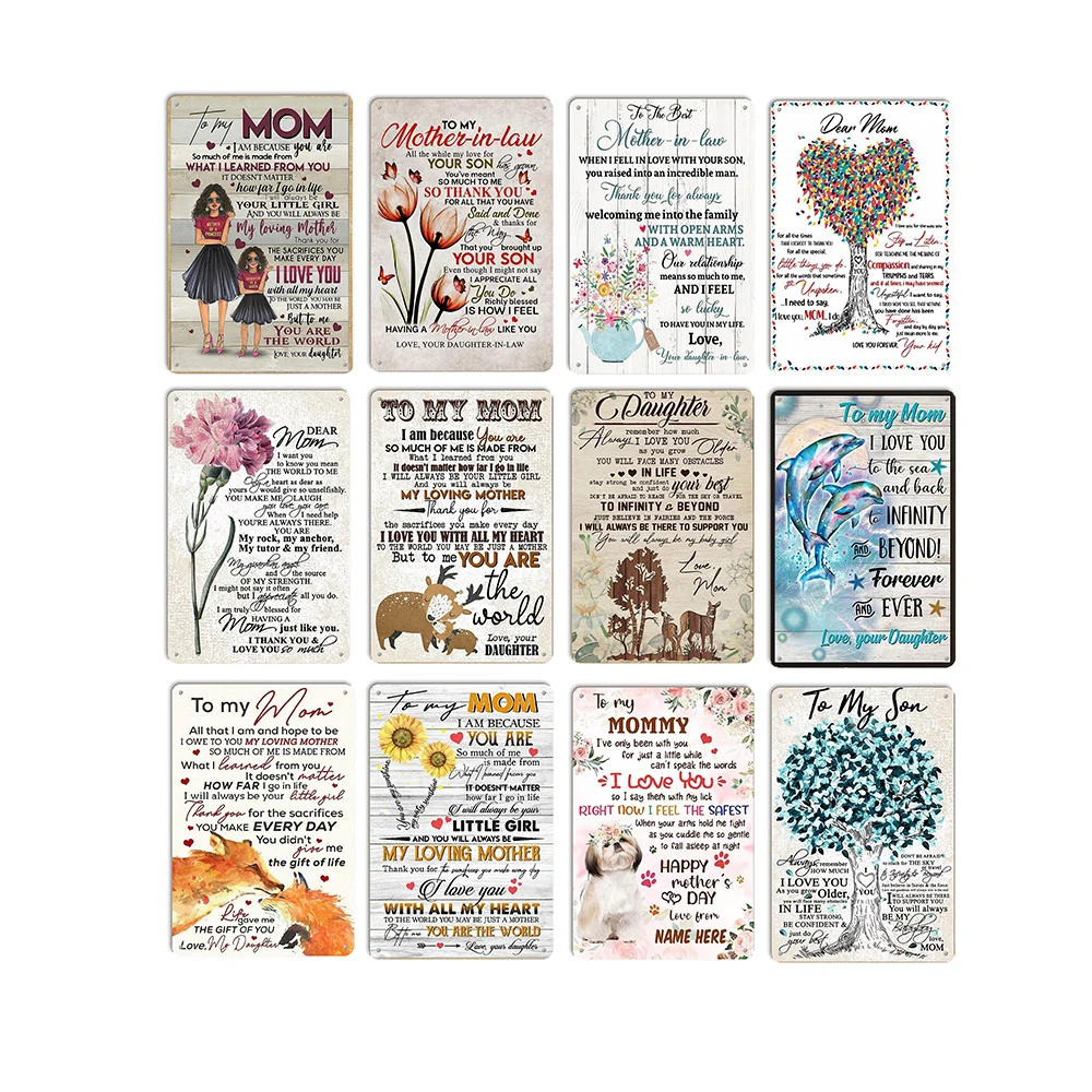 

Daughter To Mother Metal Tin Sign Mother's Day Shabby Chic Plate Wall Art Poster Home Bar Pub Room Wall Signs
