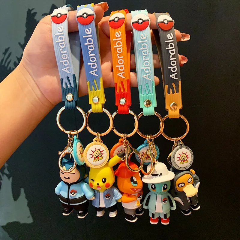 

Pokemon Keychain Pikachu Charmander Psyduck Snorlax Squirtle Action Figure Anime Bag Keyring Pendant Accessories Birthday Gifts