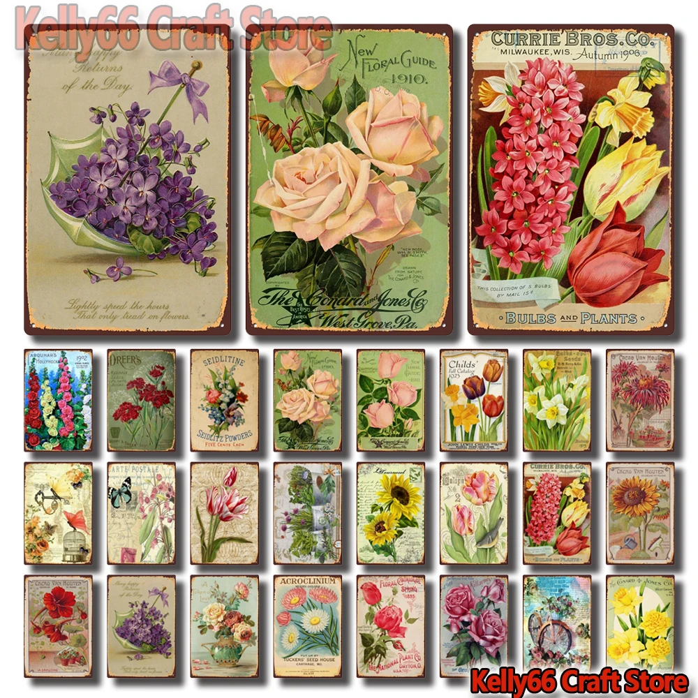 

[ Kelly66 ] Flower Rose Sunflower Chrysanthemum Shop Art Tin Poster Metal Sign Bar Decor Painting 20*30 CM Size Dy255