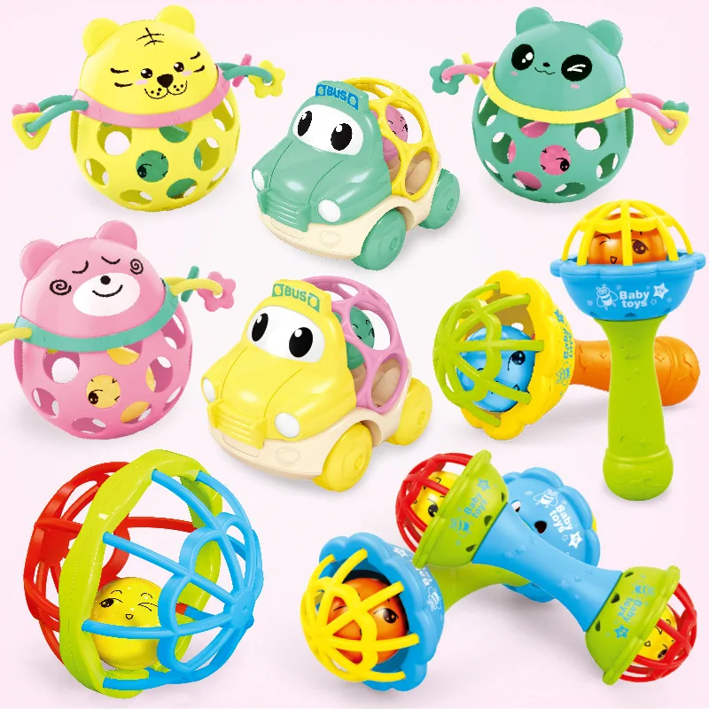 

Baby Rattles Toy Soft Rubber Baby Hand Bell Rattles Fitness Grasping Ball Cartoon Children's Exercise Toys Early Education Toys
