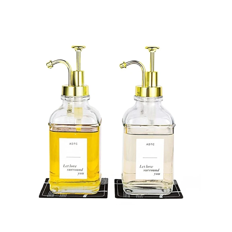 

Olive Oil and Vinegar Dispenser Kitchen Containers Bottle Homes Coffee Syrup Dispenser Clear Glass Pump Bottle Easy Use