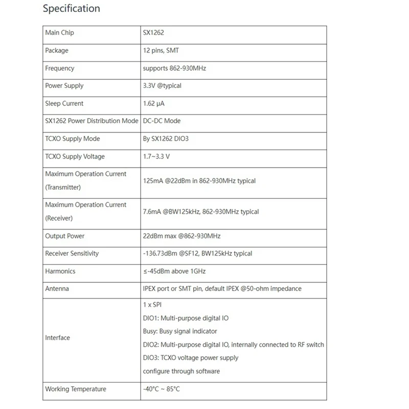 Фото Беспроводной модуль SQPP-SX1262, встроенный Wio-SX1262, поддерживает Lora&Lorawan на EU868 и US915 №4