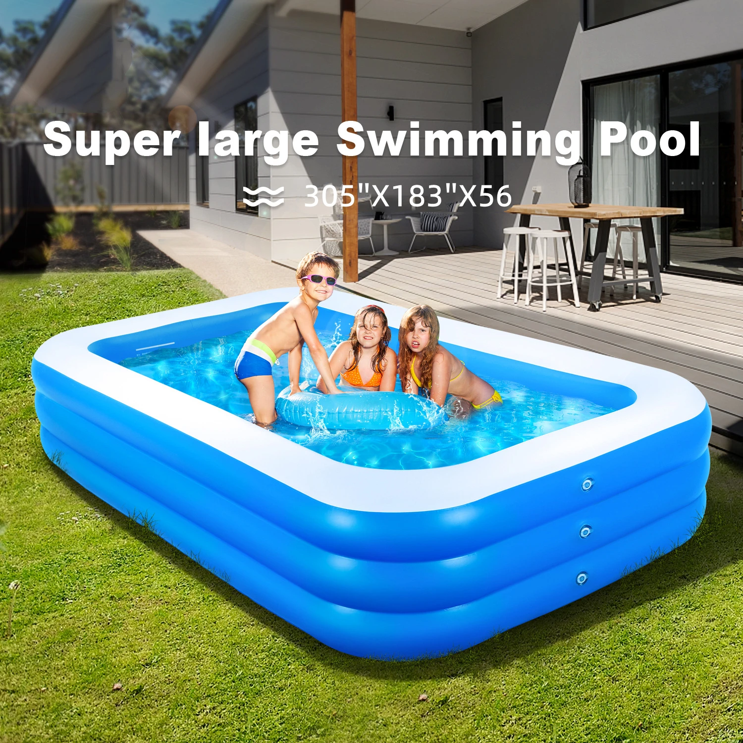 

305cmX183cmX56cm Outdoor Thickened Large Inflatable Swimming Pool Kids Children Big Size Inflatable Pool for Family