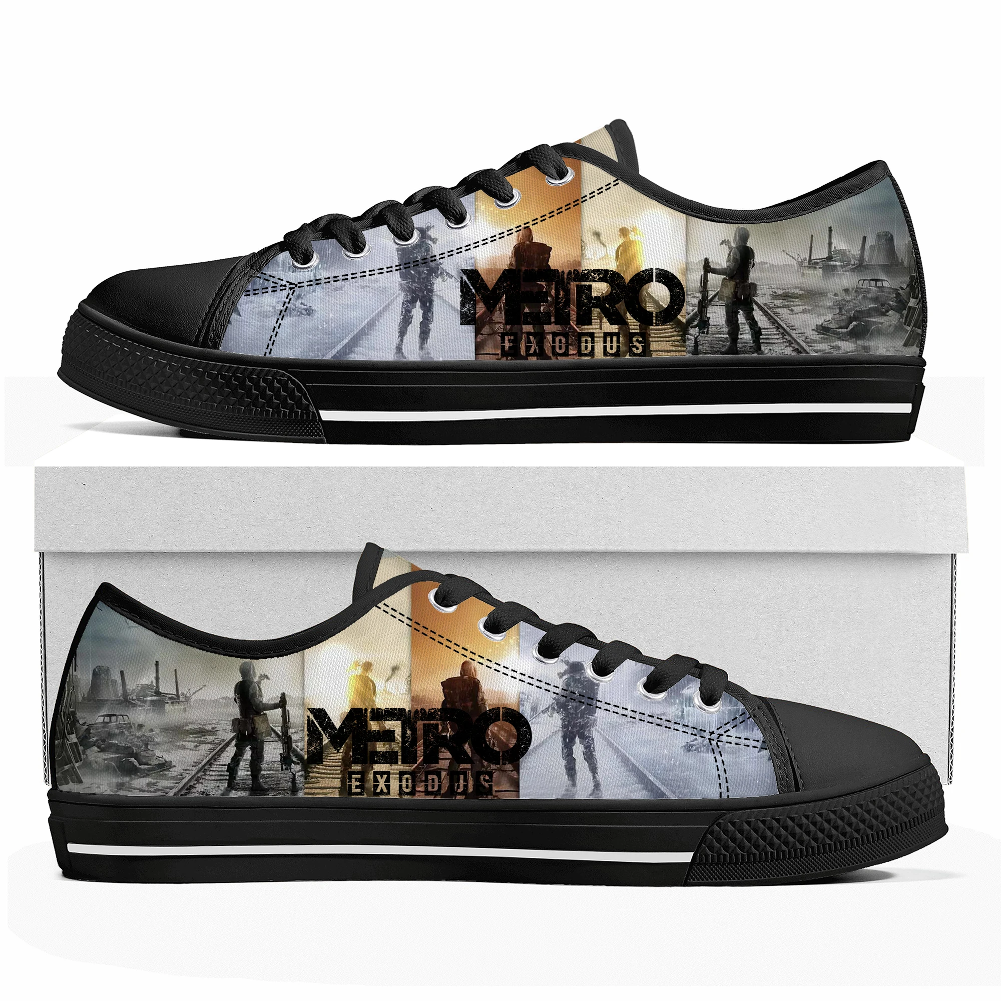 

Metro Exodus Custom Low Top Sneakers Hot Cartoon Game Womens Mens Teenager High Quality Shoes Casual Tailor Made Canvas Sneaker