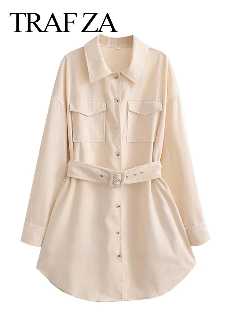 

Женское Короткое платье-рубашка с коротким рукавом и поясом на резинке