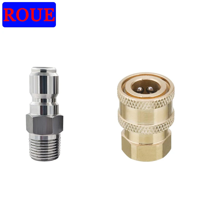 

ROUE Washing Accessories Nozzle Connectors, 1/4 Quick Connector Pressure Washer Fittings M14 Male Threaded Brass Garden Tools