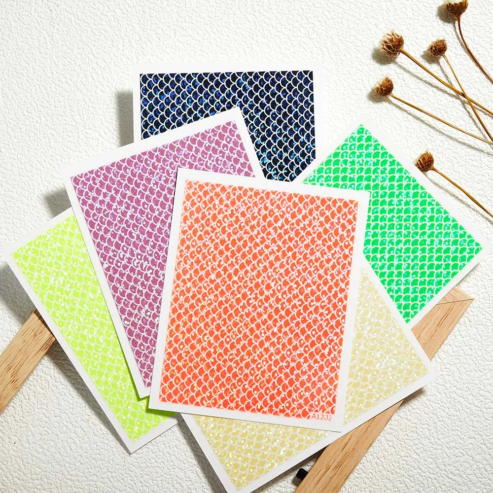 

Summer Mermaid Nail Art Stickers Decals 3D Self-Adhesive Nail Wraps Laser Fish Scales Design Manicure Tips Nail Decoration