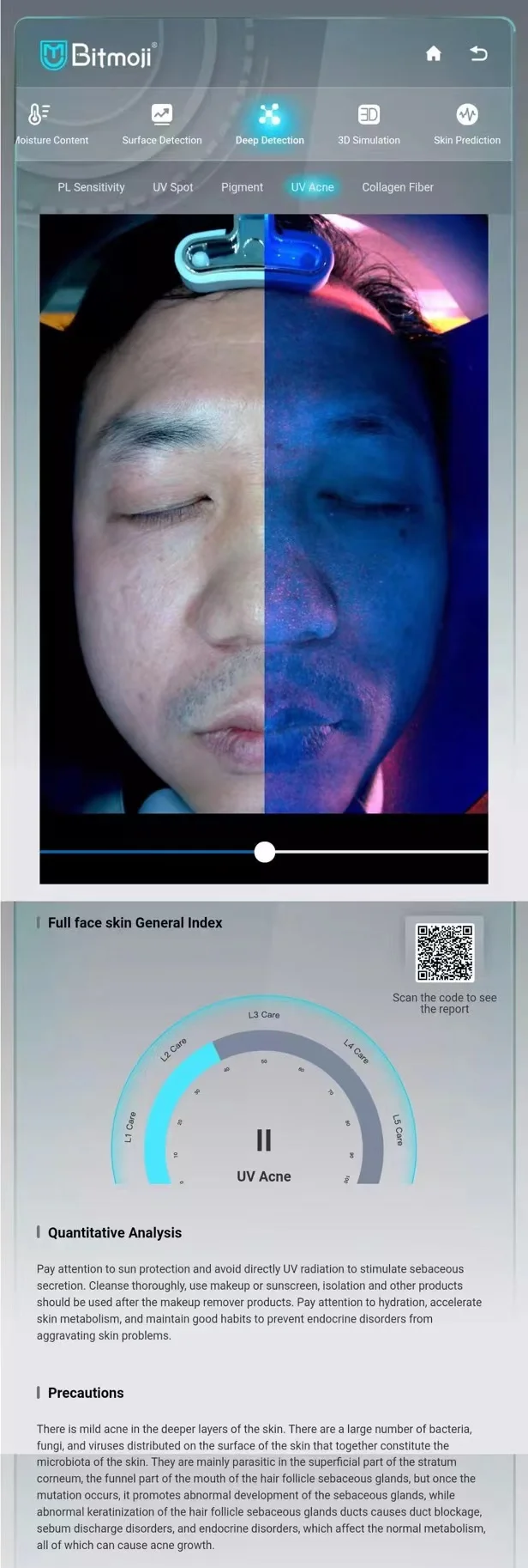 

21.5 inches plus touch screen 8 spectra detect 14 skin indicators Bit moji scientific AI skin measurement