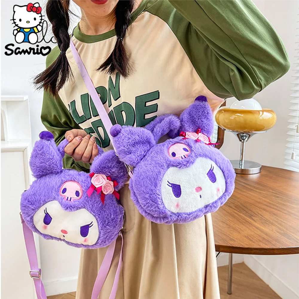 

Sanrio Plush Bag Cute Kuromi Shoulder Bags Cartoon Messenger bag stuffed Plush Handbag Plushies Backpack For Girls Kid Gifts Toy