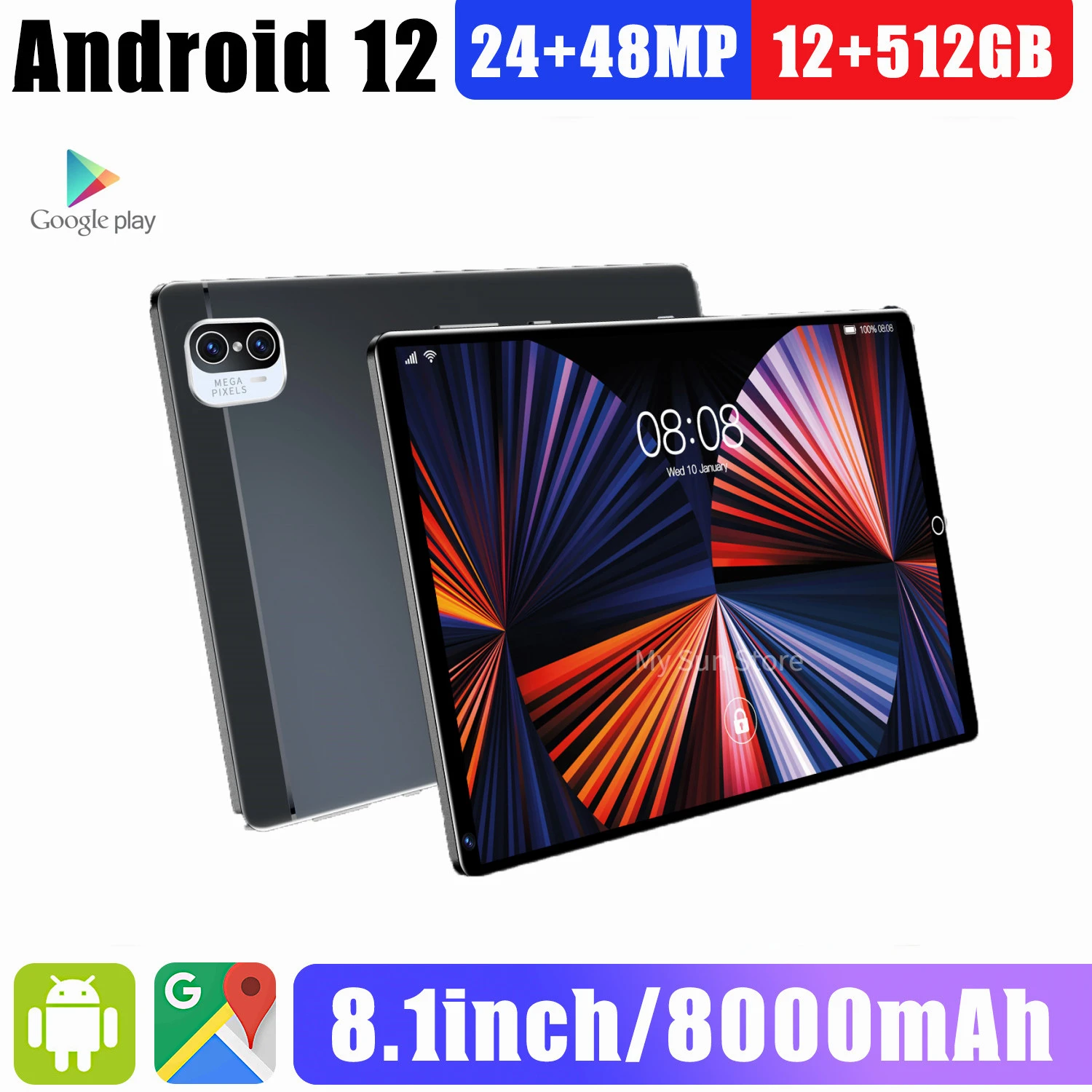 

New X5 Cheap Tablet Pc 8 Inch Android 12 10 Core 12GB RAM 512GB ROM Dual 4G LTE Phone Call GPS Bluetooth WiFi Google Tablets