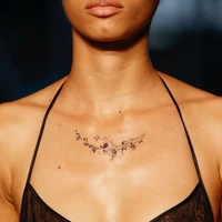 waterproof temporary tattoo sticker purple flower design fake tattoos flash tatoo arm hand chest neck body art for women men