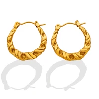 fashionable geometric stainless steel plated gold earrings for women european and american exquisite twist earrings