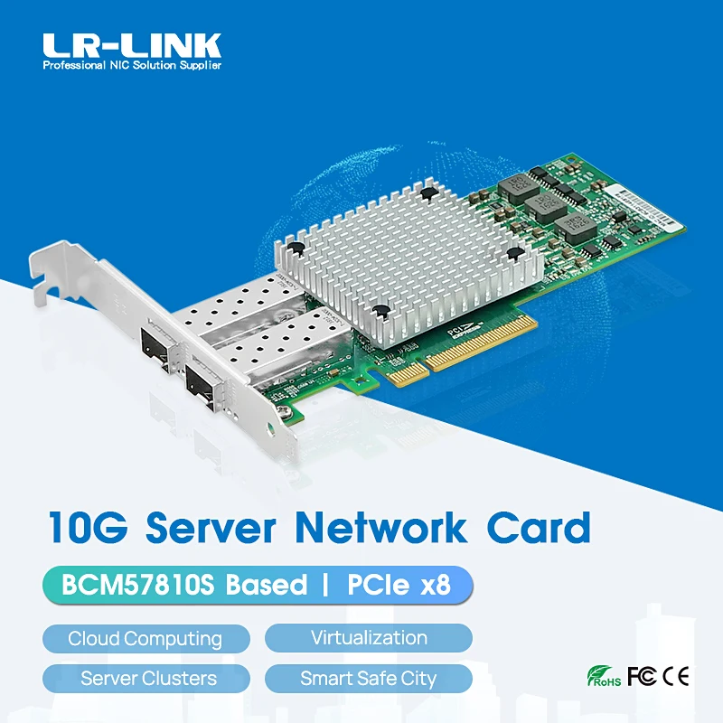 LR-LINK 9812AF-2SFP+ Dual-port 10Gb Network Card Ethernet Fiber Optical PCI Express x8 Network Adapter NIC Broadcom BCM57810S