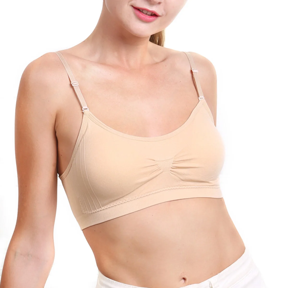 

Sports Bras Padded Seamless High Impact Stretchy Breathable Fitness for Yoga Gym Workout Fitness (Skin Color)