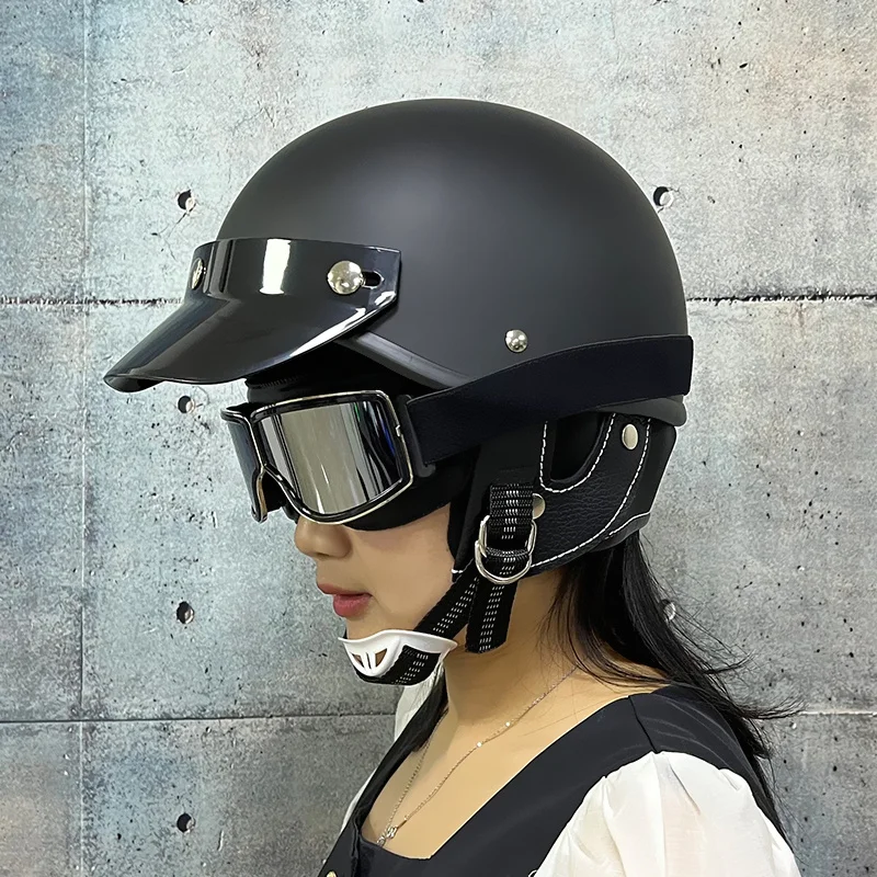 

Мотоциклетный шлем в Корейском стиле, винтажный полулицевой велосипедный шлем в стиле ретро для скутера