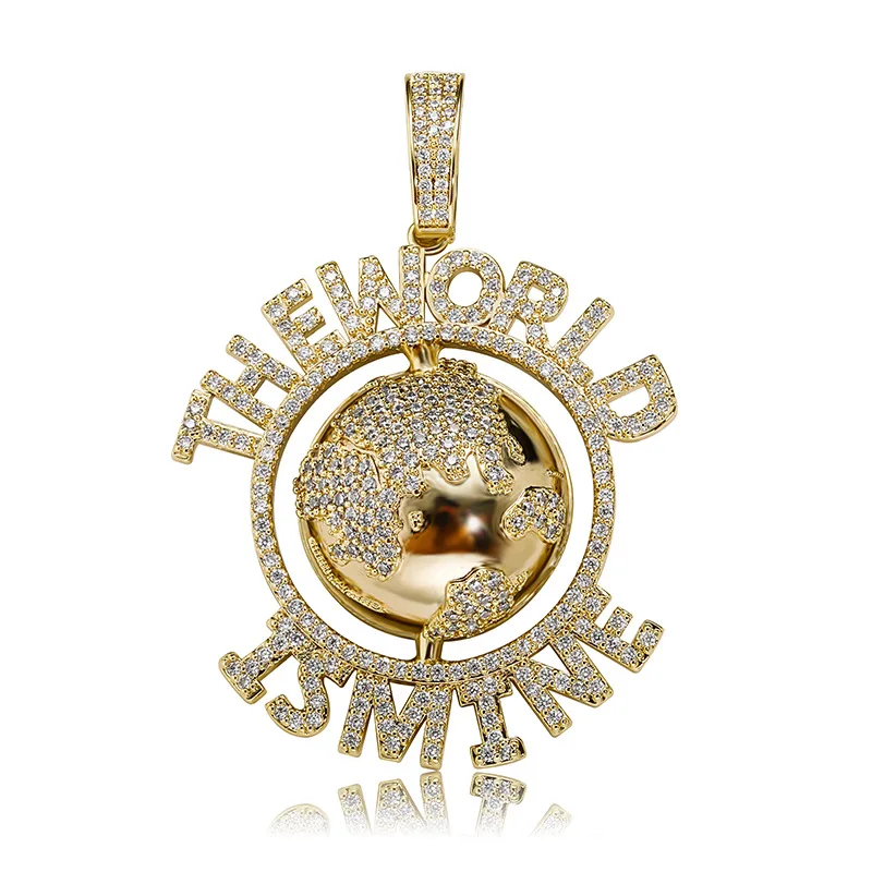 

Hip Hop Letter World Globe Pendant Is My Necklace and Tennis Chain Fashion Men's Halloween Accessories