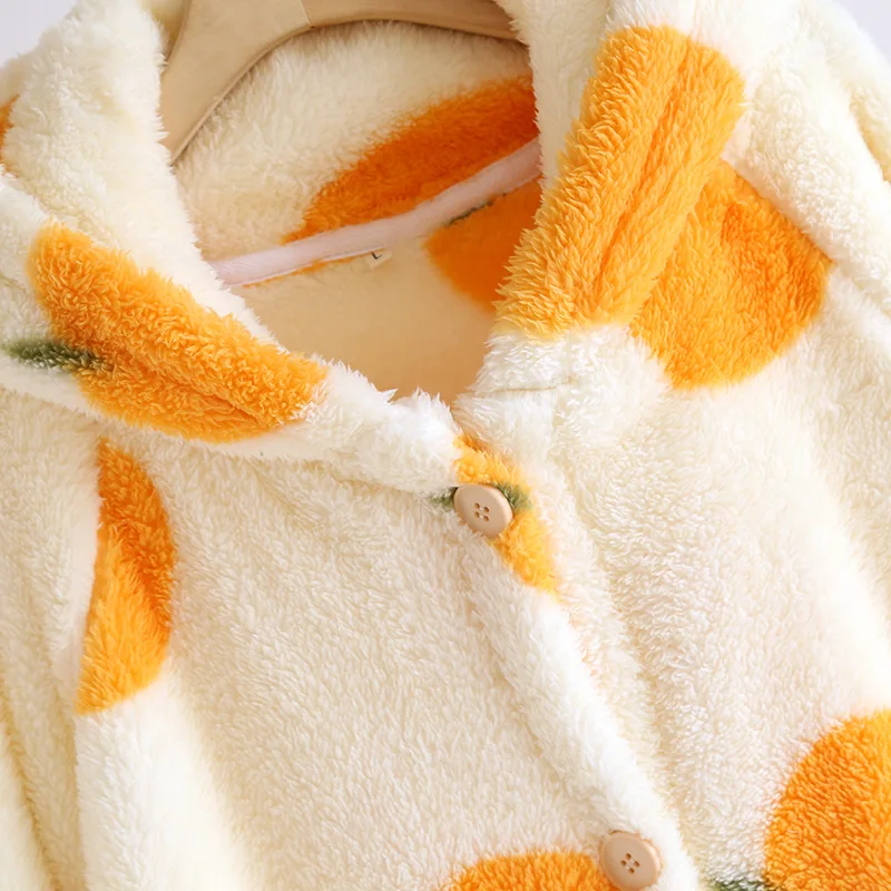 Winter Women's Robes Flannel Pajamas Warm Bathrobe Sleep Lounge Sleepwear Home Wear Pyjama Pour Femme Kawaii Housecoats For Home