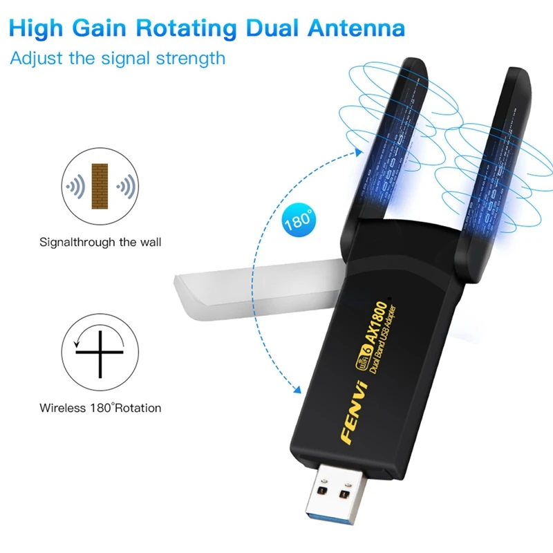 Беспроводная сетевая карта FENVI AX1800 Wi-Fi 6 USB-ключ 1800 Мбит/с двухдиапазонный 2 4G/5G USB 3 0
