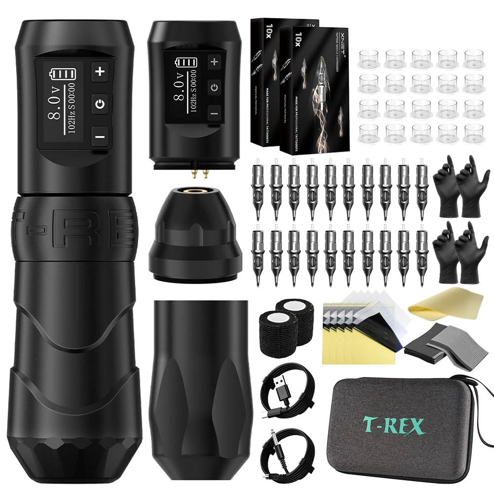 Набор для татуировки Беспроводная тату-машинка T-Rex с 20 иглами коробки ручка ход 4 0