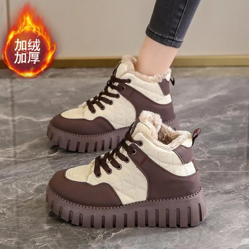 

Women's Boots Warm with Velvet Mom Booties Women's Cotton Shoes Winter Thick Snow Boots Female Girls Booti