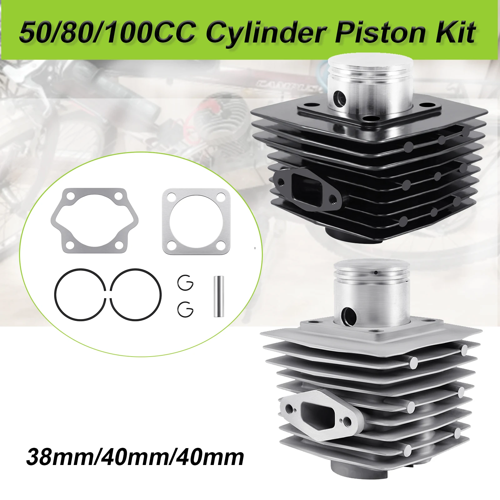 

Samger 38mm 40mm Cylinder Piston Kit For 50/80/100CC 2 stroke Engine Cylinder Motorized Bicycle Gasoline Engine Cylinder Set