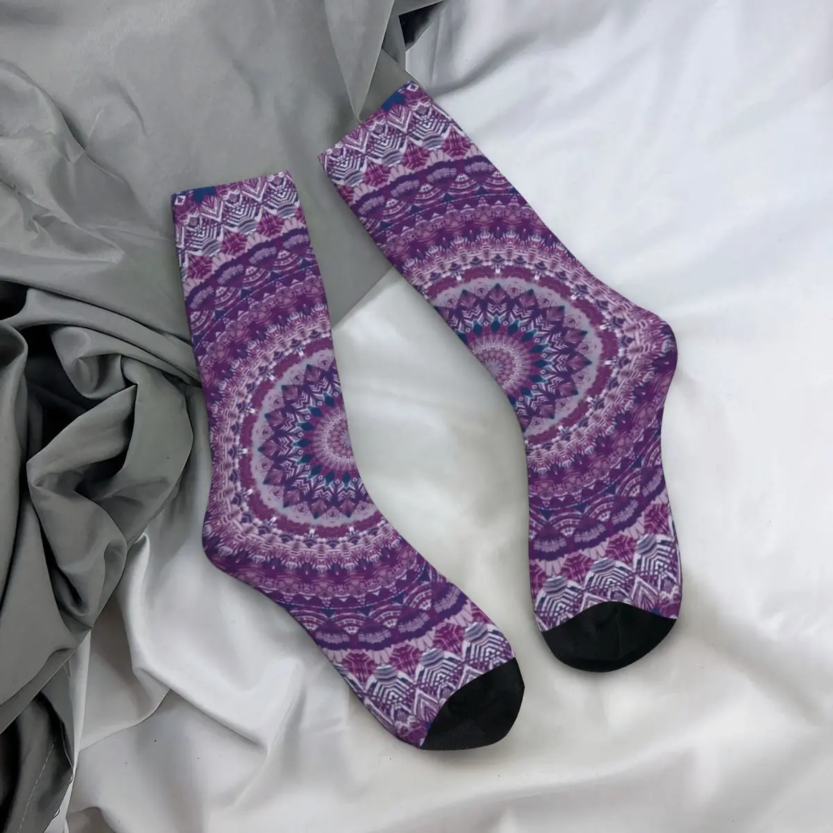 

Retro Hippy Print Socks Bohemia Mandala Matching Casual Mid Stockings Large Chemical Fiber Teenage Running Socks