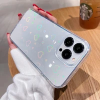 fashion gradient laser love heart pattern clear phone case for iphone 13 pro max 12 11 x xs xr 7 8 plus se 2020 shockproof cover