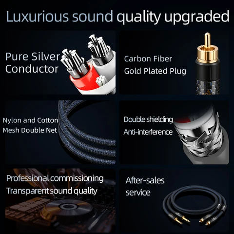 Одна пара аудиокабелей HiFi 6,5 мм на RCA Hi-end Pure Silver Dual TS Mono 6,5 мм на 2RCA штекерный адаптерный кабель для микшерного усилителя