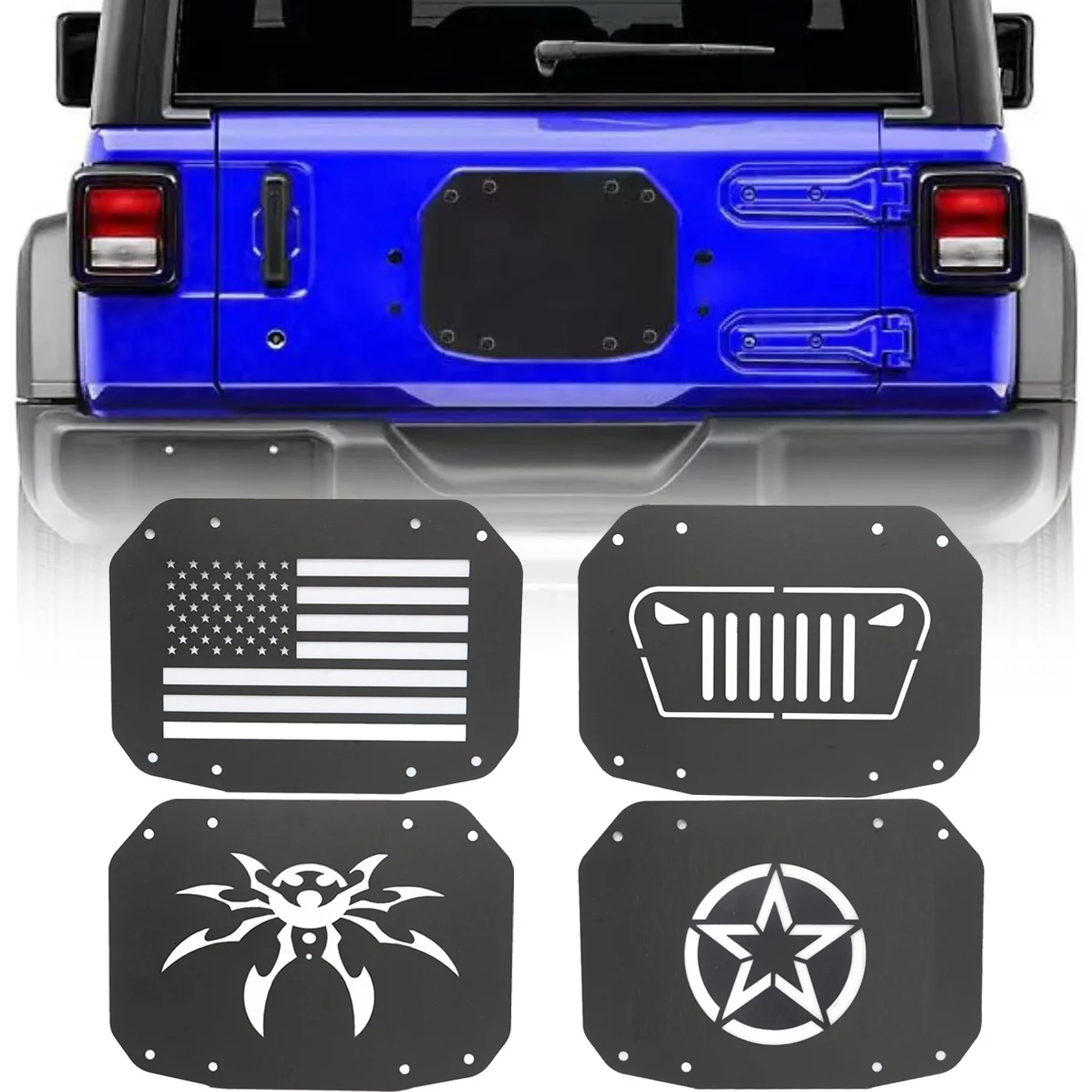 

Car Rear Door Tailgate Air Vent Decoration Cover Spare Tire Carrier Delete Filler Plate for Jeep Wrangler JL 2018-2023