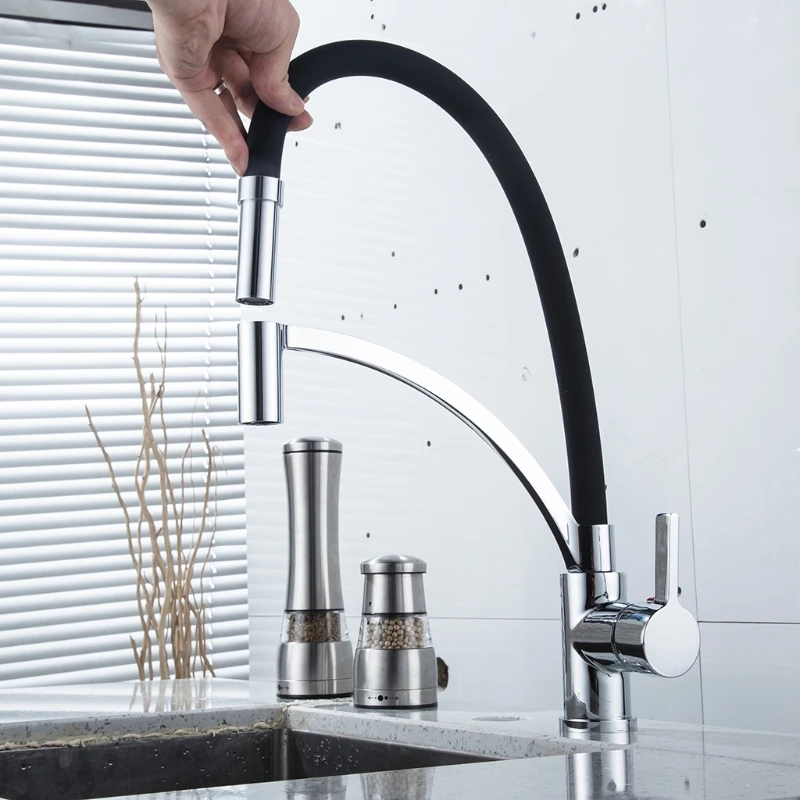 

Kitchen Faucet 360 Degree Rotatable Sink Tap Mixer Single Lever Spiral Spring