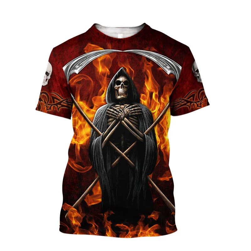 

2022 Summer Satanic Skull Red Tattoo t-shirts 3D All Over Printed T Shirts Tee Tops shirts Unisex Tshirt