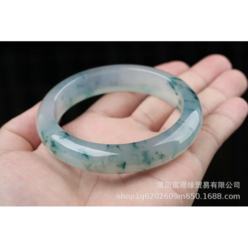 Браслет из Мьянмы с зеленым плавающим цветком и нефритом