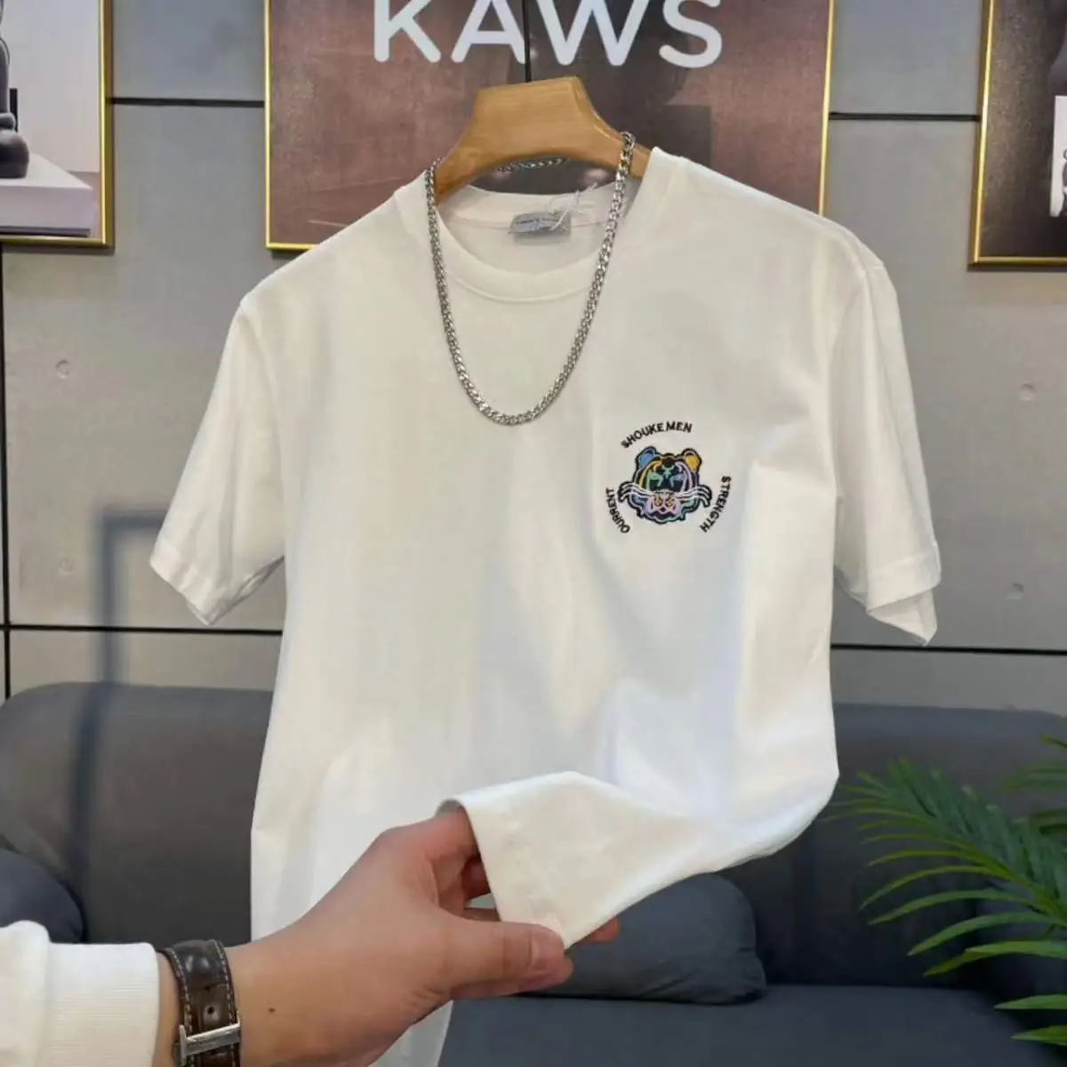 2022 summer new boys' short sleeve T-shirt boys' top pure cotton middle and big boys' half sleeve printed fashion T-shirt