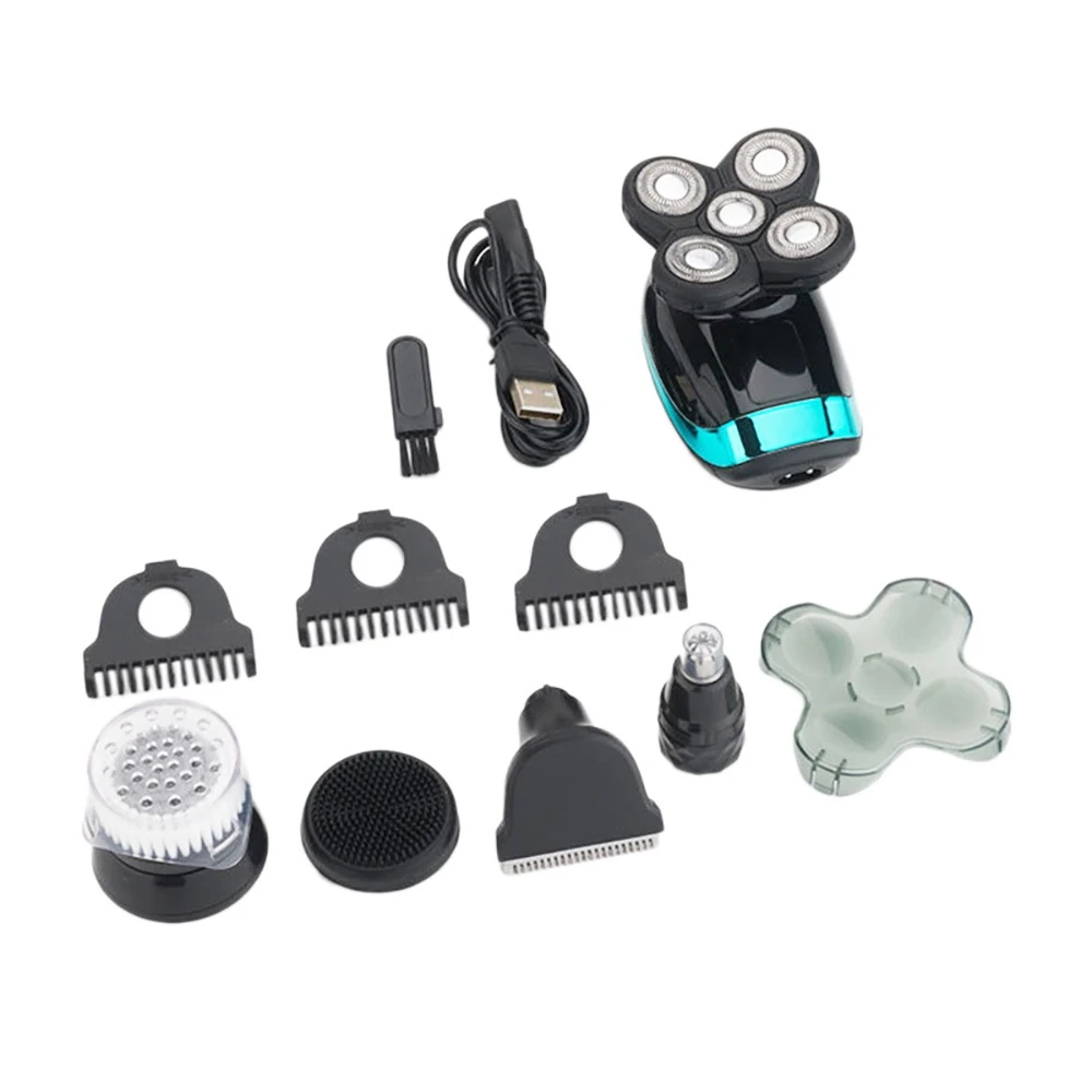 

5 in 1 4D Men's Rechargeable Electric Shaver 5 Floating Heads Beard Nose Ear Hair Trimmer Razor Clipper Facial Brush