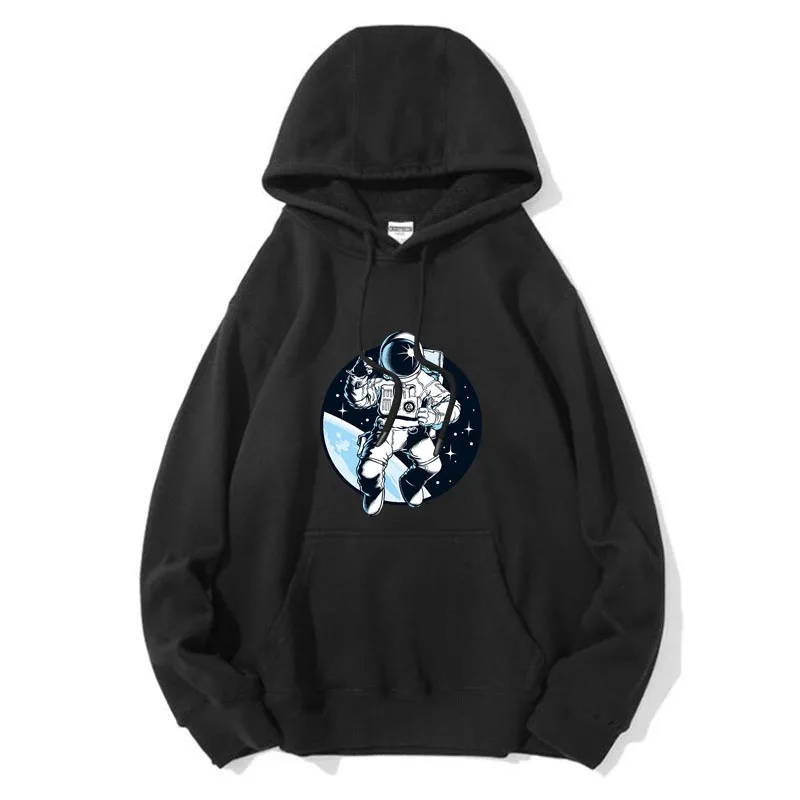 

Men Hoodie high quality Autumn Winter Cotton Blend funny astronaut design print Hoodie Sweatshirt Quality male hip hop Pullovers