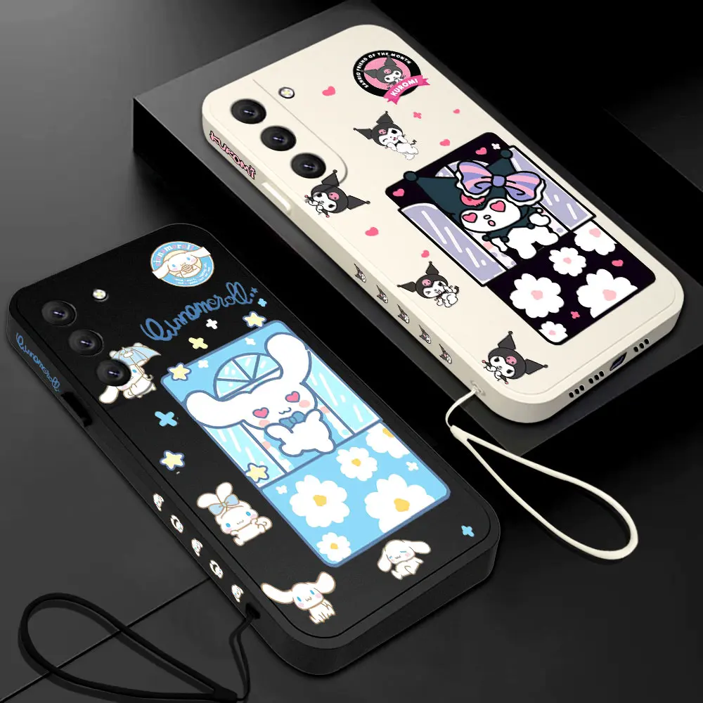 

Sanrio Kuromi Cinnamoroll Phone Case For Samsung Galaxy S23 S22 S21 S20 Ultra FE S10 4G S9 S10E Note 20 10 9 Plus With Lanyard