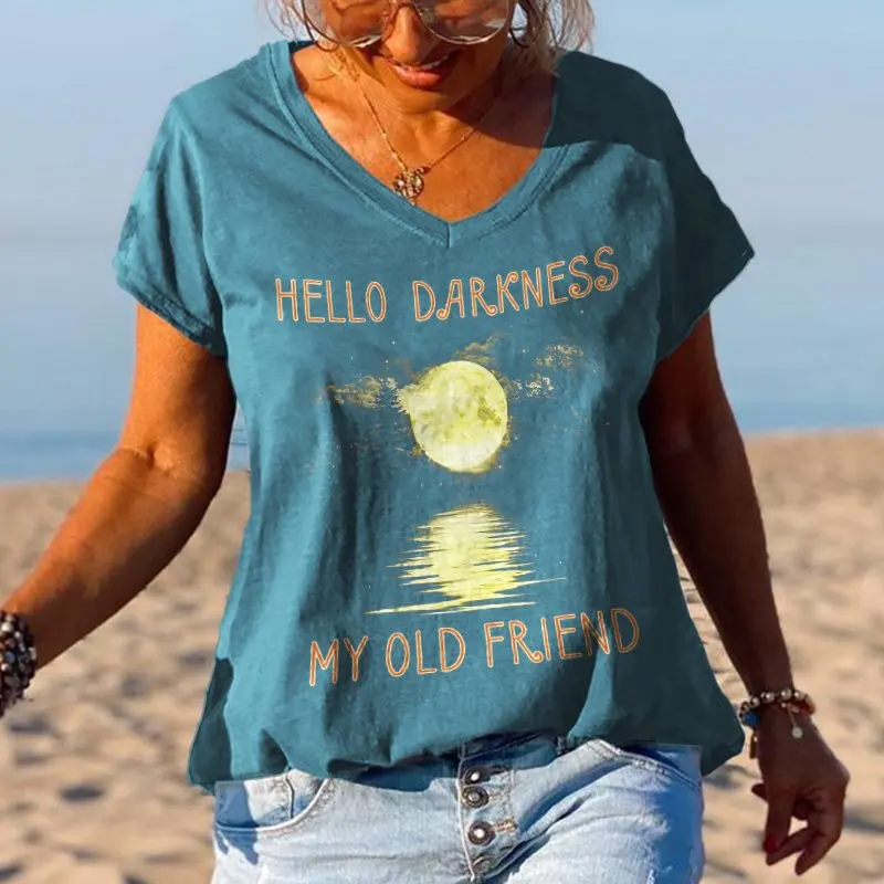 

Hello Darkness My Old Friend Moonlight Printed Graphic Tees