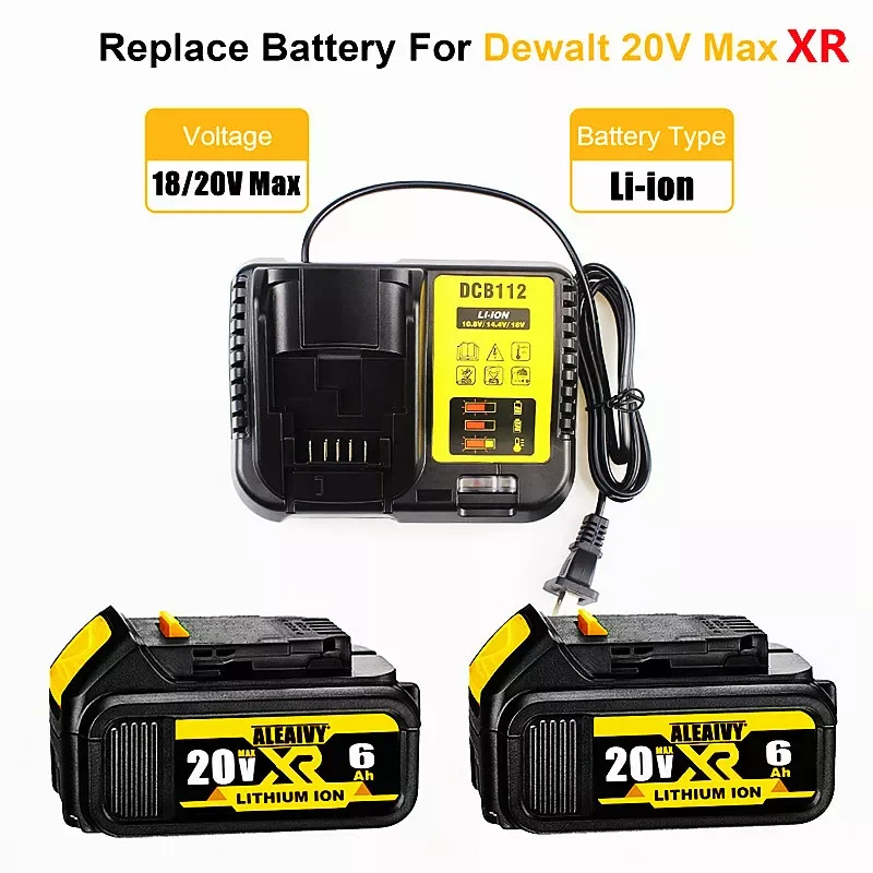 

Аккумулятор Aleaivy 3000/6000 мАч 18 в/20 в для электроинструмента Dewalt, батарея для DCB180 DCB181 DCB182 DCB82 DCB180 DCB181 DCB182 DCB201 DCB206 L50