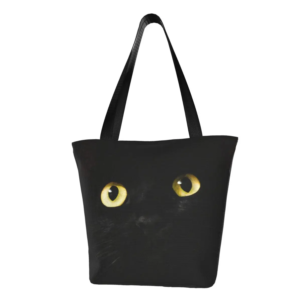 

Сумка-шоппер с рисунком черного кота, Женская тканевая уличная сумочка-тоут на плечо с рисунком странных животных, кавайный дизайн