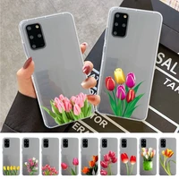 yndfcnb tulip flower phone case for samsung a 10 20 30 50s 70 51 52 71 4g 12 31 21 31 s 20 21 plus ultra