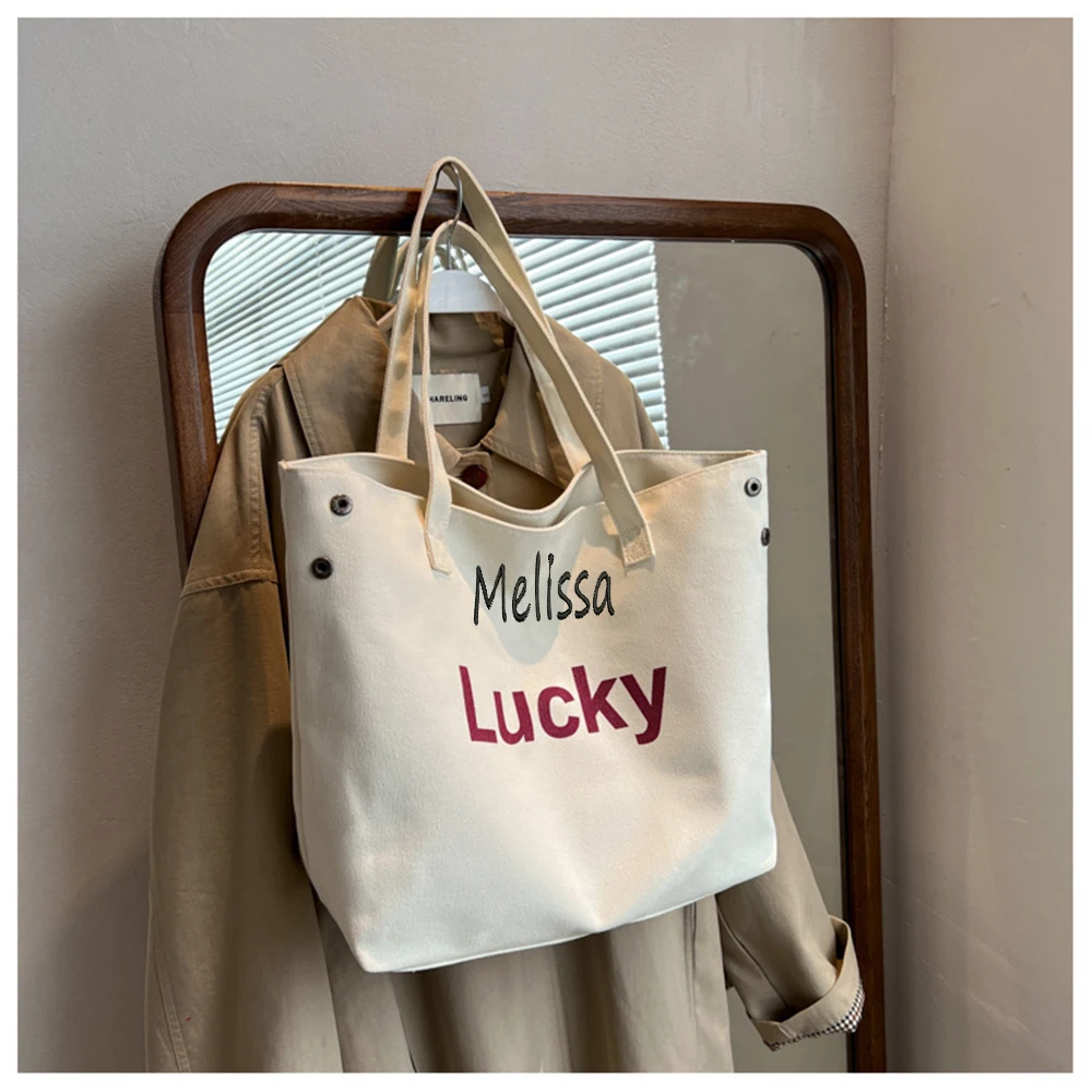 Large Capacity Personalized One-Shoulder Shopping Bag With Customized Embroidered Name Travel Bag Beach Bag Luxury Handbag