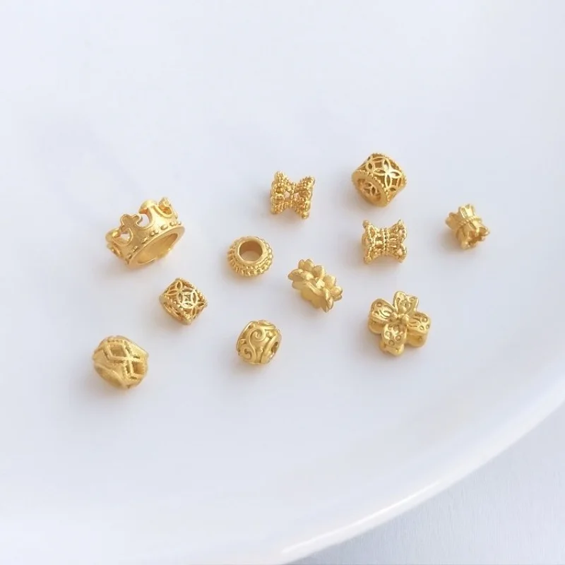 

10PCS 18k Gold Plating Brass Floral Bead Divider Crown Shaped Spacer for Jewelry Making Bracelet Diy Beading Accessories