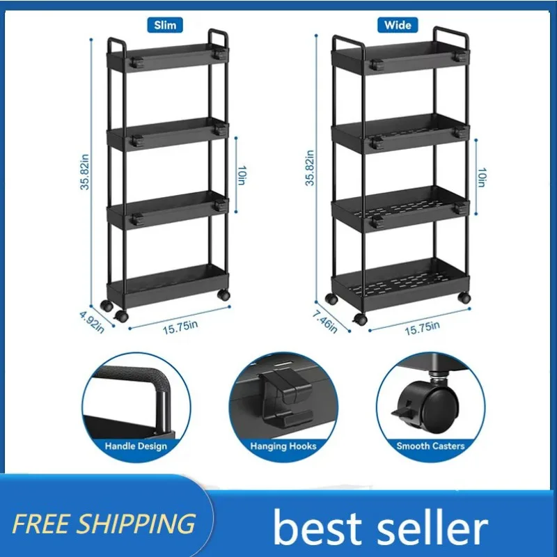 

2pk 4-tier Plastic Storage Shelf Unit Multiple Room usage holds up to 50lbs per shelf