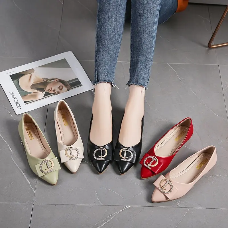 

Cross-Border Low Heel Pointed-Toe Pumps Women's Casual Shallow Mouth Women's Shoes Classic Style Soft Bottom Flats Wholesale