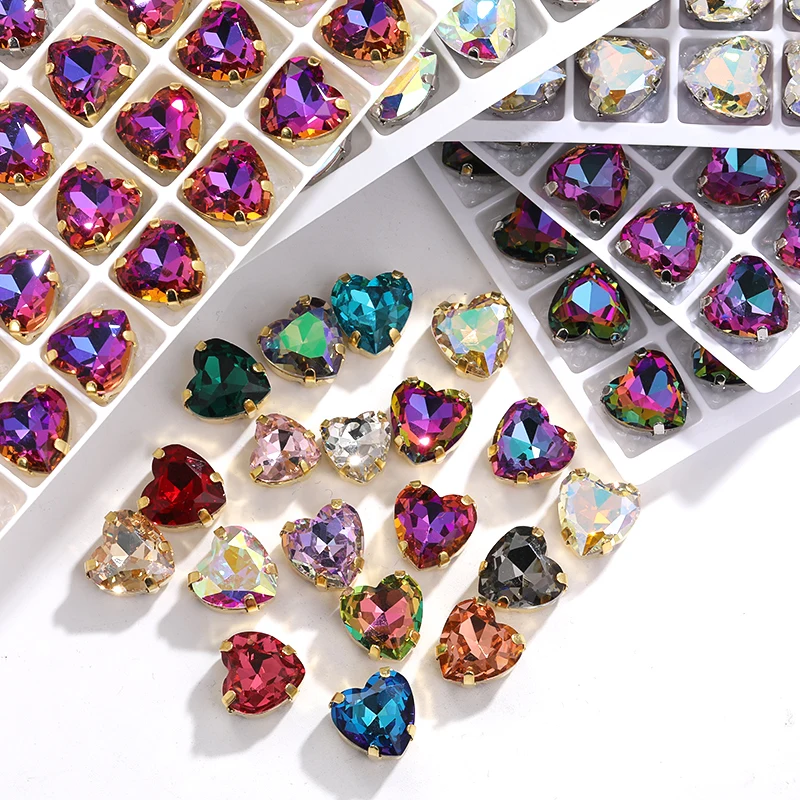 

Rhinestones Beads Heart Shaped Glass Crystal Sew On Rhinestone High Quality Pointback Stones Use For Clothing And Accessories
