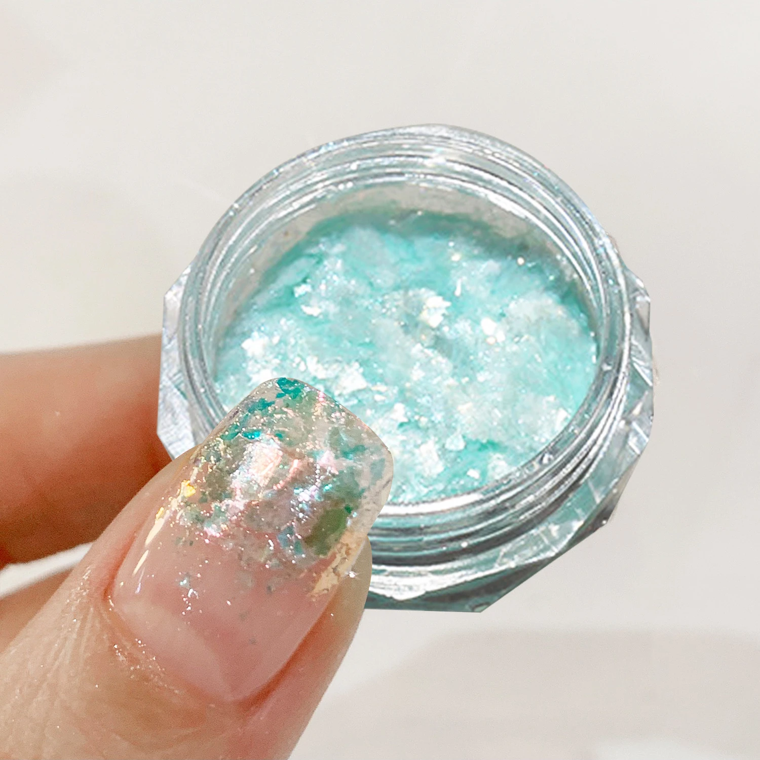 

1 Jar Holographic Nail Sequins Glitters Chunky Iridescent Flakes Colorful Fluorescent Glass Paper Flakes Glitter Nails