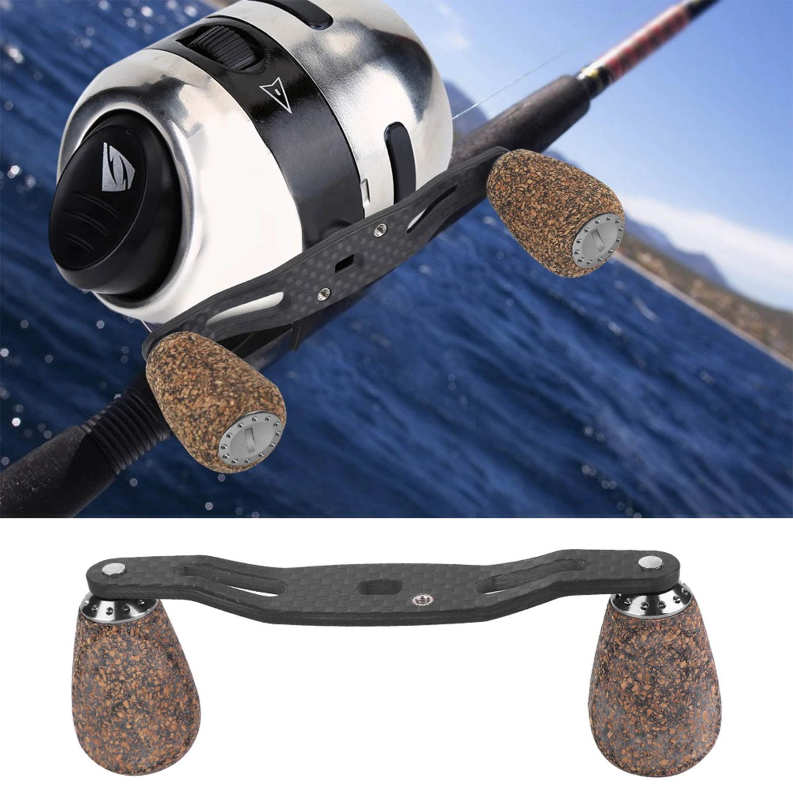 

Fishing Reel Handle Wood Knob Carbon Fiber Frame With Fittings Replacement Parts Fishing Tools Supplies