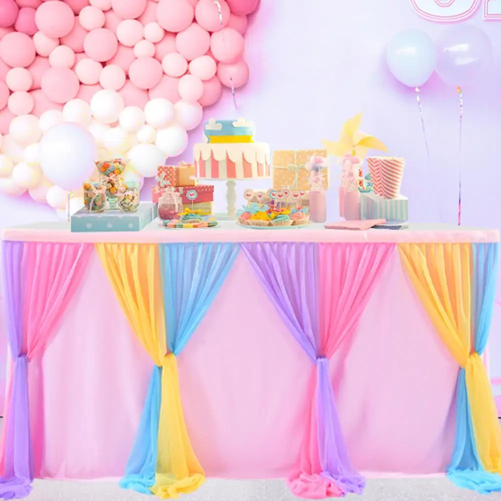 

Tulle Table Skirt For Wedding Decoration Birthday Baby Shower Party Decor White Pink Purple Tableware Tablecloth Home Textile