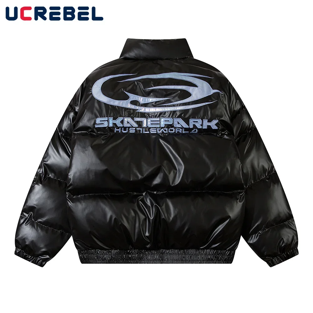 

Куртка мужская стеганая с нашивкой и воротником-стойкой, уличная одежда свободного покроя, теплая толстая верхняя одежда с длинным рукавом