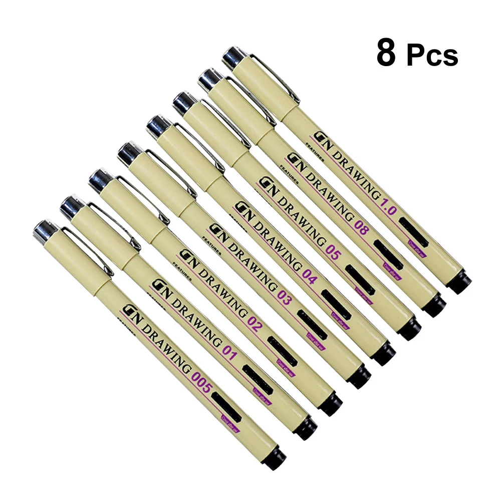 

8pcs Black Fine Liner Drawing Ink Pens Stationery Supplies for Adults Kids Drawing Painting